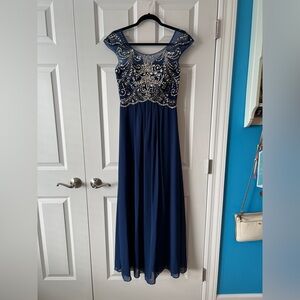 Navy Blue Embellished Prom Dress by Poly USA